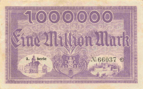 Meerane, Saxony, 1923 emergency money note, one million marks