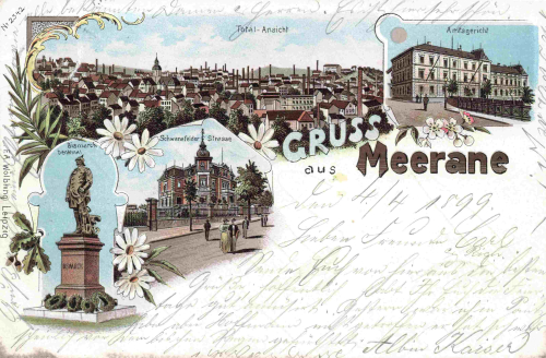 Meerane Sachsen Gruss aus... Litho o 1899