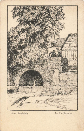 Meine Wälder Am Dorfbrunnen Künstlerkarte Otto Ubbelohde Mandt-Verlag * um 1920