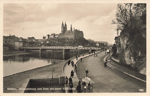 01662 Meissen Albrechtsburg und Dom mit neuer Elbbruecke o 1937