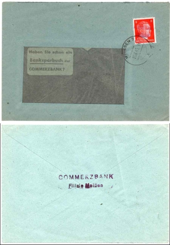 Meissen local issue 8 Pfennig Hitler with violet overprint Deutschlands Verderber o Meissen3 26.6.1945