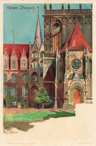 01662 Meissen  Domplatz Künstlerkarte Heinrich Kley * um 1900