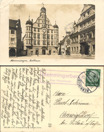 87766 Memmingen Landpoststempel Memmingerberg o 11.10.36