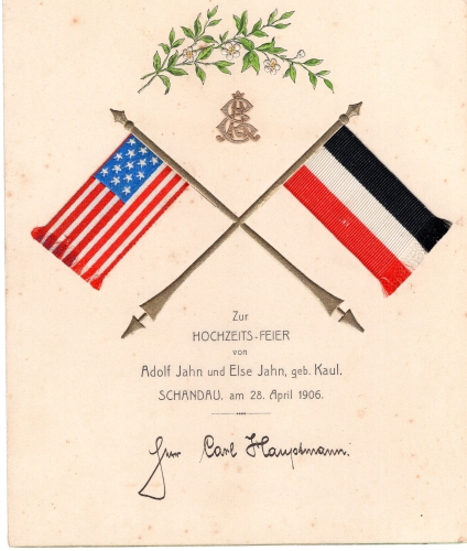 Menu card for a German American wedding in Bad Schandau in 1906