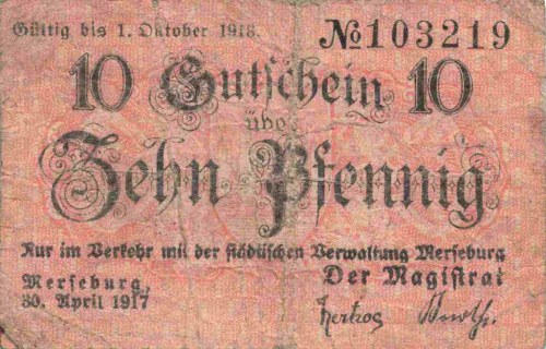 Merseburg emergency money note, 1917