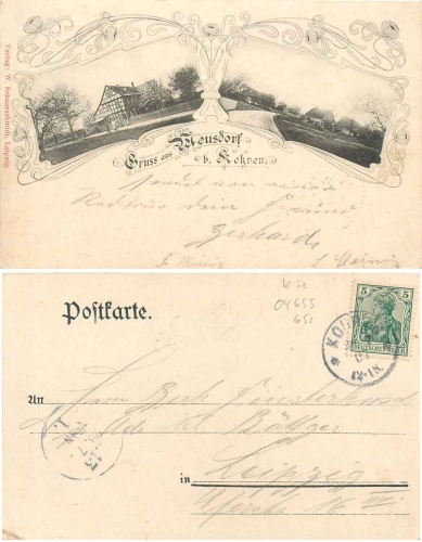 04655 Meusdorf Kohren-Sahlis Art Nouveau card o 28.7.1903