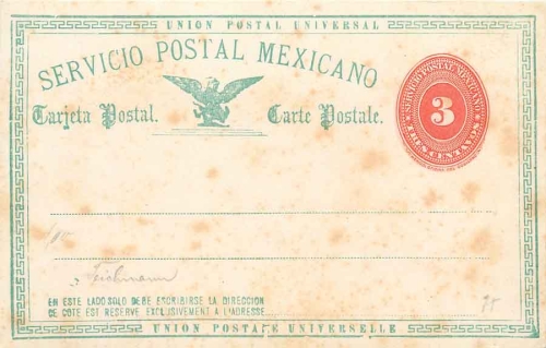 Mexico postal stationary tres Centavos Tarjeta Postal * around 1887
