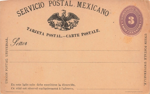 Mexico Tres Centavos numeral postal stationery around 1890 *