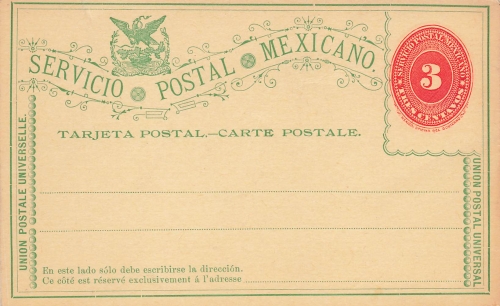Mexico Tres Centavos numeral postal stationery around 1890 *