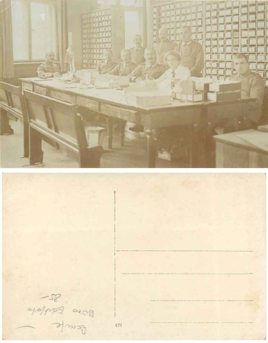 Military Office Mail sorting office, real photo card * ca. 1915