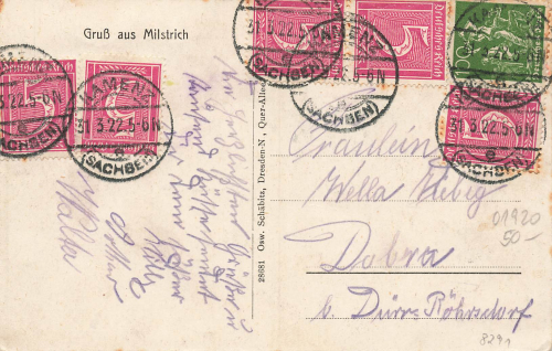 01920 Milstrich Gasthof Schule Mühle o 1922