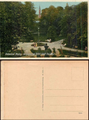 Misdroy Kreis Wolin Kurgarten mit Blick nach der Kirche um 1930