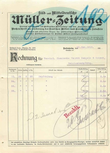 Rosenheim Mueller newspaper letterhead 10/13/1913