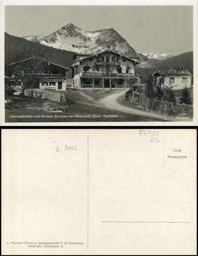 82481 Mittenwald, Alpengaststätte Bermsee, * ca. 1920