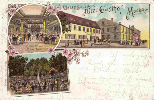 Mockau Leipzig alte Gasthof Litho o 1901