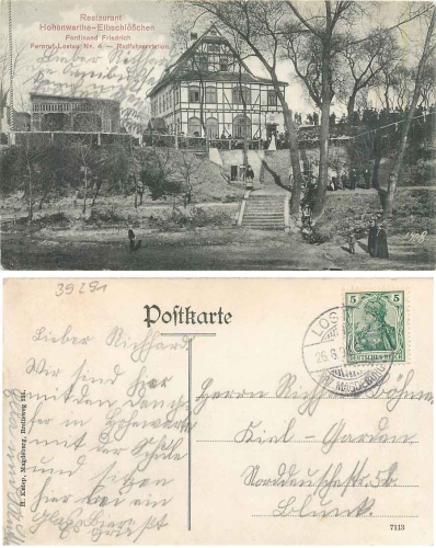 39291 Möser Restaurant Hohenwarthe Elbschlößchen o 26.6.1908