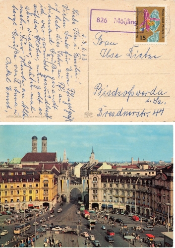 84453 Mossling Landpoststempel auf A Munich o 5.6.1963