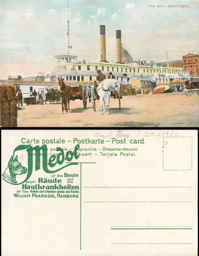 Montreal Quay landing stage with ship advertising on the back * approx. 1920
