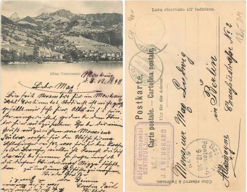 Montreux Hotel Continenta, o 8.12.1898