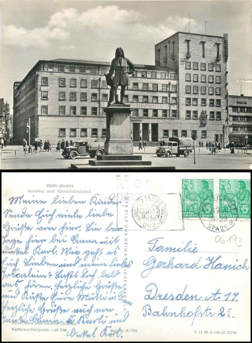 06193 Morl via Halle (Saale) country postmark on postcard o 1959