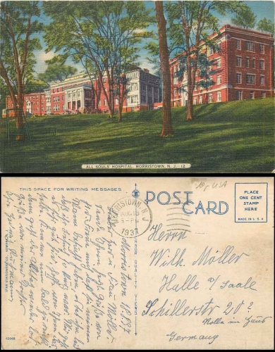 Morristown NJ All Souls Hospital o 18.8.1937