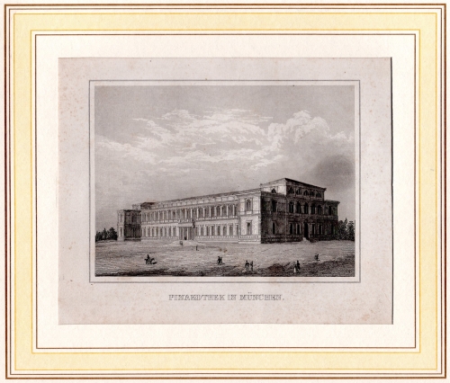Munich Pinakothek original steel engraving around 1850 