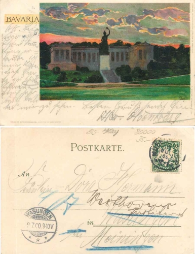 München Bavaria Künstlerkarte Heinrich Kley o 9.7.1900