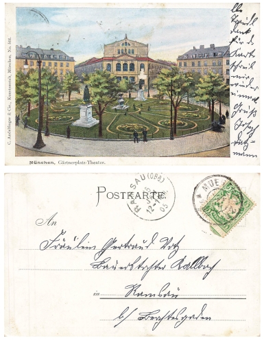 Muenchen Gartnerplatz mit Theater o 1905