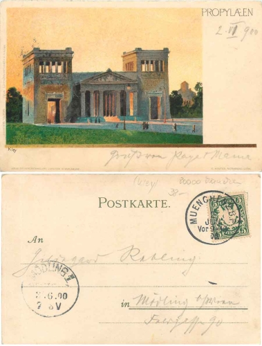 München Propylaeen Künstlekarte Heinrich Kley o 3.6.1900