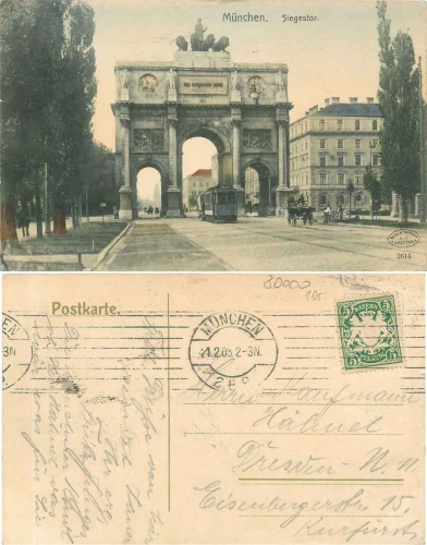 Munich Siegestor tram o 1.2.1908