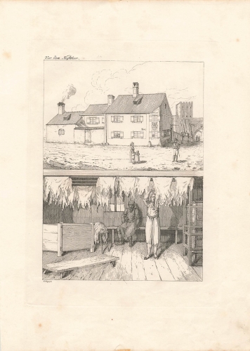 Munich In front of the Hoftthor original copper engraving with tannery around 1810