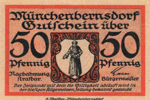 07589 Münchenbergsdorf Thüringen Notgeldschein um 1920
