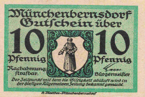 07589 Münchenbergsdorf Thüringen Notgeldschein um 1920