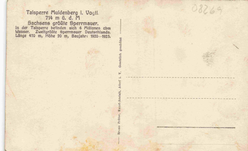 Muldenberg Vogtland Muldentalsperre * um 1930