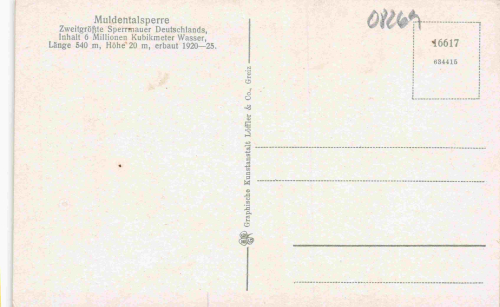Muldenberg Vogtland Muldentalsperre * um 1940