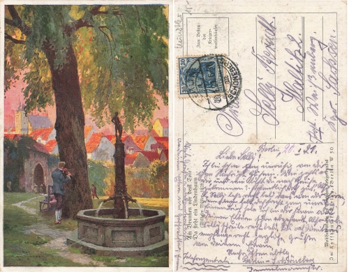 Müller Wilhelm  "Brunnen vor dem Tore" Künstlerkarte  o 20.1.1921
