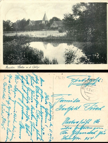 Munster Partie a.d. Oertze Feldpost Lagerstempel o 6.9.40