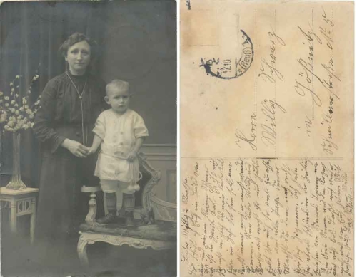Mother with child, real photo card o ca. 1910