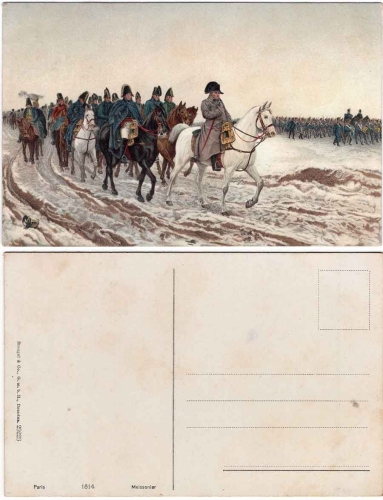 hessischer Offizier Carte cabinet Cabinet-Karte um 1900Kaiser Napoleon zu Pferde mit seiner Armee Künstlerkarte *um 1910