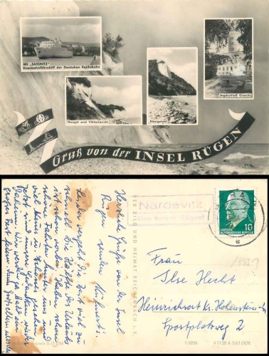 18551 Nardevitz over Bergen (Ruegen) country postmark on postcard o 1964