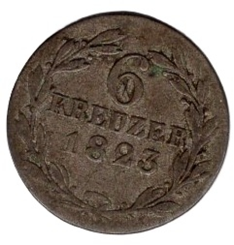 Nassau Herzogthum 6 Kreuzer 1823 Wilhelm