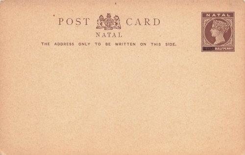 Natal Post Card Penny blackened Halfpenny postal stationery around 1880 *