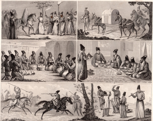 National customs of Arabia steel engraving by Henry Winkles after G. Heck around 1850