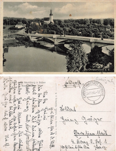 Naumburg am Bober Nowogrod Bobrzanski Feldpost Christianstadt Bober November 23, 1940