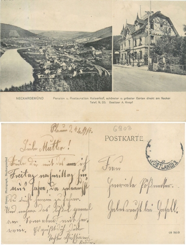 69151 Neckargemund Pension Kaiserhof o 5.6.1916