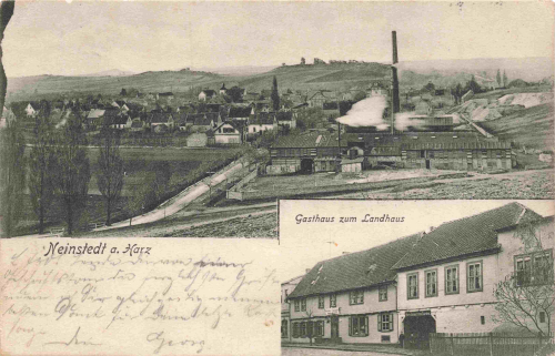 Neinstedt Harz Gasthaus zum Landhaus Bahnpost Magdeburg-Thale Zug 379 o 1904