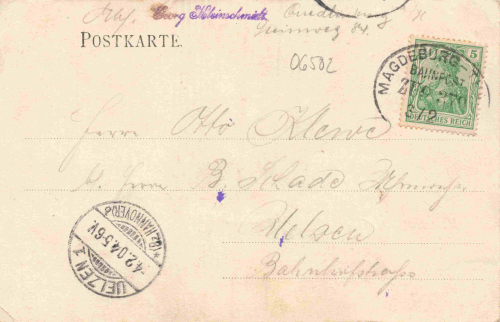 Neinstedt Harz Gasthaus zum Landhaus Bahnpost Magdeburg-Thale Zug 379 o 1904
