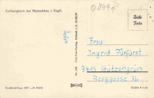 Netzschkau Vogtland Kuhbergturm * 1966