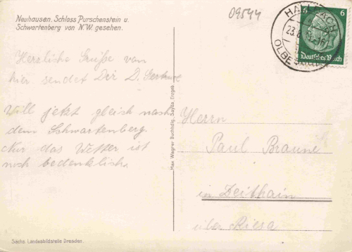 Neuhausen Erzgebirge Schloss Purschenstein o1934