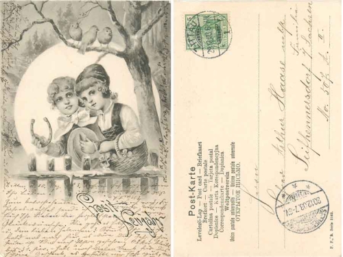 Neujahr Kinder mit Hufeisen o 29.12.1903